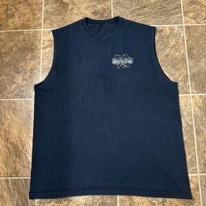 VINTAGE Fishing Shirt Mens Large Navy Shut Up and Fish Fisherman Hook Mexico